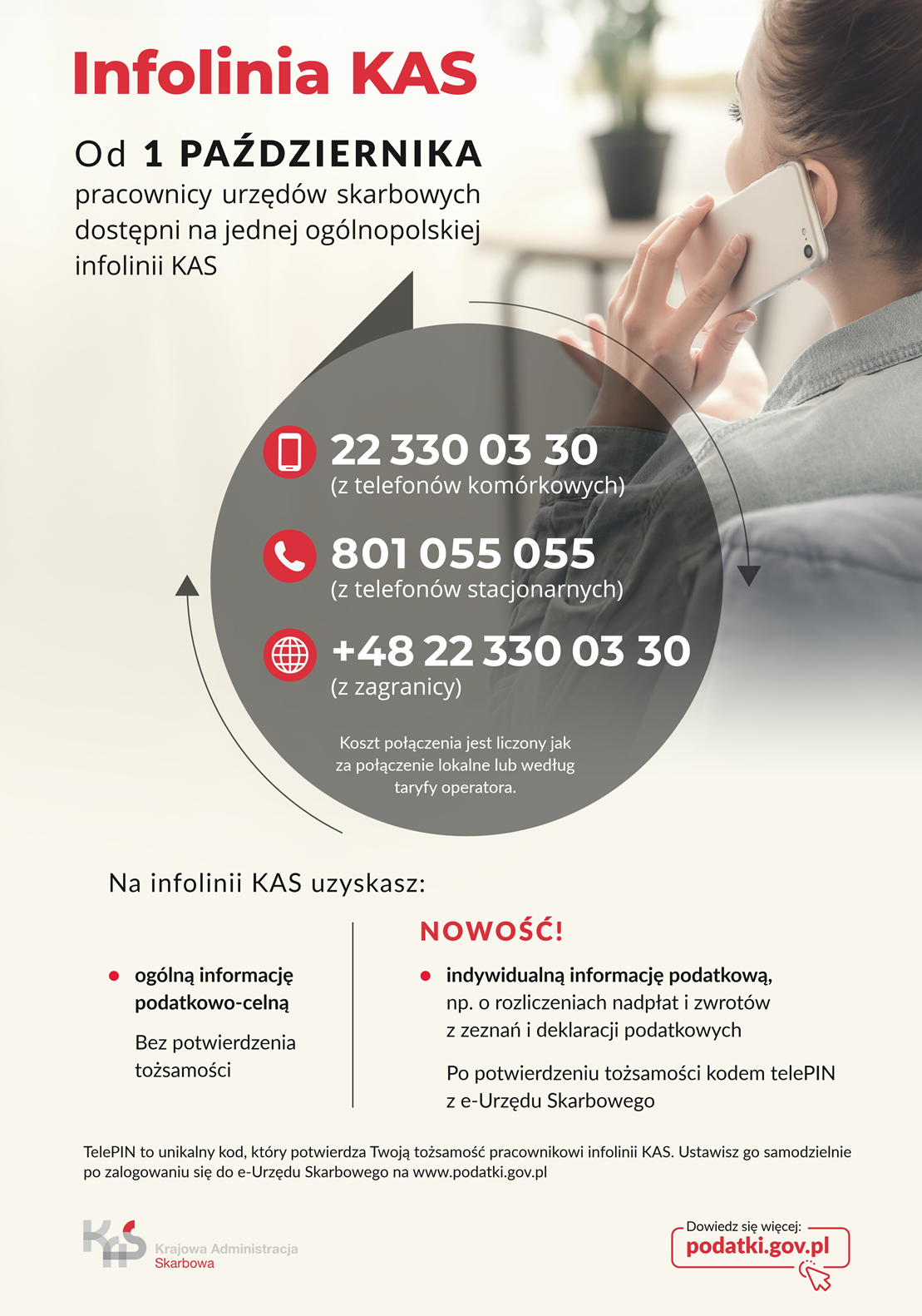 plakat informujący o nowej infolinii
