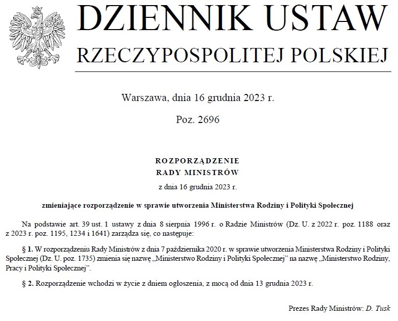 Zdjęcie przedsatwia fragment Dziennika Ustaw